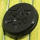 Antique Jet Black Glass Button Star Design With Lacy Relief Tunnel Shank 1 2 