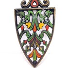 Vintage Wilton Cast Iron Footed Trivet  Black Arrow Shape Flower 8 6   3 6   0 8 