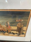 Mexican Vintage Mosaic Popotillo Straw Folk Art Scene On Wood Frame  Very Old
