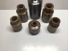 Antique 6 Piece Stoneware Inkwell   Ink Bottle Lot 