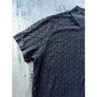 Coofandy Mens Navy Blue Cable Knit Short Sleeve Button Down Shirt Size Xl