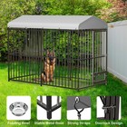 8x4 Ft Outdoor Dog Kennel  heavy Duty Metal Dog House Pet Playpen W roof Cover