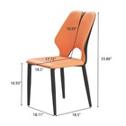 Modern Pu Leather Dining Chairs Set Of 2  Orange Brown Metal Design For Kitchen