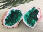 Green Geode Pair Geode Crystal Quartz Druze Gem Specimen Dyed Morocco Geode 