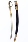 Vintage India Engraved Lion Head Tulwar Sword W  Blue Velvet Scabbard 32 5   