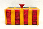 Vtg Butterscotch Swirl Bakelite Catalin Poker Chip Holder Caddy W  220 Chips