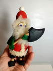 Vtg Santa  Gnome Elf Holline Denmark Wood Felt Figure 6  W axe Handcrafted