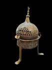 Antique Islamic Pierced Brass Incense Burner Mamluk Revival Persian 7 25  Tall
