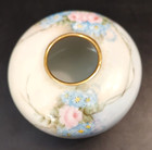 Antique Victorian Era Porcelain Hair Receiver Pink Flowers Enameled   3 5  Diam
