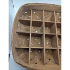 Vintage Woven Wood Divided Basket Trinket Shelf Rustic Farmhouse Decor 13x12x3 5