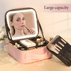 Makeup Bag Travel Makeup Train Case W  Mirror Led Lights Cosmetic Bag Organizer