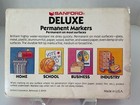 7 Vtg Sanford Permanent Markers Deluxe Felt Tip Strong Smell Org Box No Black