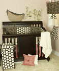 Raspberry Dot Pink Brown Floral Crib Bedding Set Hamper Mobile Valance Sheet