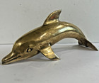 Large Vtg Solid Brass 11    Dolphin Sculpture Statue Figurine Beach Decor Cosmic