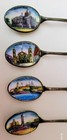 4 Vintage Sterling Silver Enameled Souvenir Spoons Spanish Designs 48 Grams