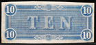 1864 Csa Confederate States America Currency  10 Dollar Note S n 7259 T-68