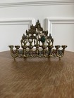 Jerusalem Hanukkah Menorah Ornate Brass Tone W  Colored Enamel Accents Judaica