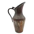 19th C  Ottoman Copper Tinned Water Pitcher Hand Forged Middle Eastern Ewer 15 