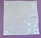 Vintage Hanky Madeira Portugal 1960s Baby Blue Applique   Embroidery On White