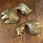 Vintage Japanese Mcm Large Brass Koi   Goldfish Fish Pair Of Figurines