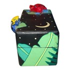 Don Gilbert Hand Painted Tree Frogs Tiger Lilly Wooden Leaf Trinket Box