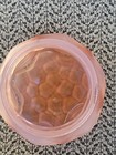 Vtg Art Deco Draped Glass Vanity Jar  Pink Frost With Sculpted Bottom Metal Lid