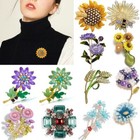 Fashion Flower Pearl Enamel Crystal Brooch Pin Corsage Diy Bouquet Women Jewelry