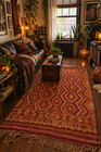 Kilim Tribal Geometric Flat Weave Reversible Rectangle Area Rug W  Fringe