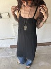 Jenny Kayne 100  Silk Lace Panel Slip Dress Black Medium Minimalist Quiet Luxury