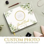 Wedding Guest Book With Photo Frame Elegant Flower Design Hardcover With Golden 