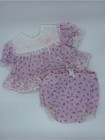 Vintage Girls Pink Floral Lace Ruffle Dress   Bloomers
