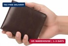 Men Pu Leather Wallet Slim Bifold Front Pocket Card Holder Vintage Id Window New