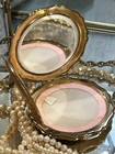 Vtg Rare Stratton Tortoise Brown Gold Powder Compact Case England Clamshell Cut