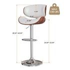 1pc Bar Stool Bentwood Counter Chair Adjustable Swivel Faux Leather White