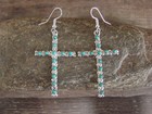 Native American Sterling Silver Turquoise Cross Dangle Earrings By Kaammasee