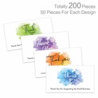 200 Pcs Thank You Small Business Cards  4 Elegant Watercolor Designs 3 5    X 2   