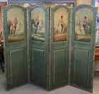 19th Century Four Panel Painted Leather Folding Screen With English Soldiers