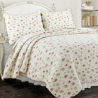 Sweet Pink Roses 3pc King Quilt Set   Cotton Cottage Romantic Cozy Shabby Floral