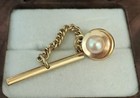 14kt Pure Yellow Gold   Round Wht 7mm Cultured Pearl Men s Lapel Pin tietac 