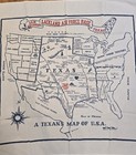 Rare 1950s Lackland Afb Texan   s Map Of Usa Linen Tablecloth 35x34 Humor Map