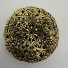 Vtg Art Deco Rhinestone Marcasite Brooch Pin Gold Plated Filigree Back Wow