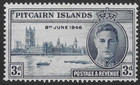 Pitcairn Islands 1946 3d Victory  flagstaff  Flaw Sg10a Mint Cat  60
