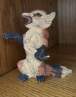 Fox Wood Carved Miniature Figurine 3 5   