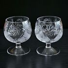 Set Of 2  10 Oz Russian Cut Old Fashioned Vintage Crystal Brandy Snifter Glasses