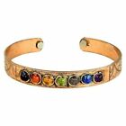 Copper 7 Chakra Crystal Bracelet Adjustable Magnetic Cuff Reiki Healing Gemstone
