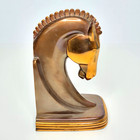 Vintage Pair Of Dodge Metal Bronze Finished Art Deco Trojan Horse Bookends