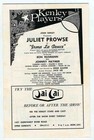 Irma La Douce Souvenir Program   Program Kenley Players Ohio 1968 Juliet Prowse 