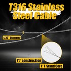 400 Ft 1 32 Inch 316 Stainless Steel Cable Wire Rope 7x7 Strand 100 Pcs Crimp
