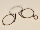 Antique Pince Nez Reading Nose Glasses   Leather Pouch 