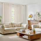 96 Inches Long Linen Semi Sheer Curtains For Living Room 2 Panel Set  Light Filt